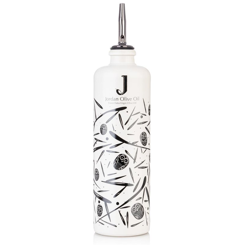 Jordan Olivenöl - Keramik Flasche weiß inkl, Ausgießer