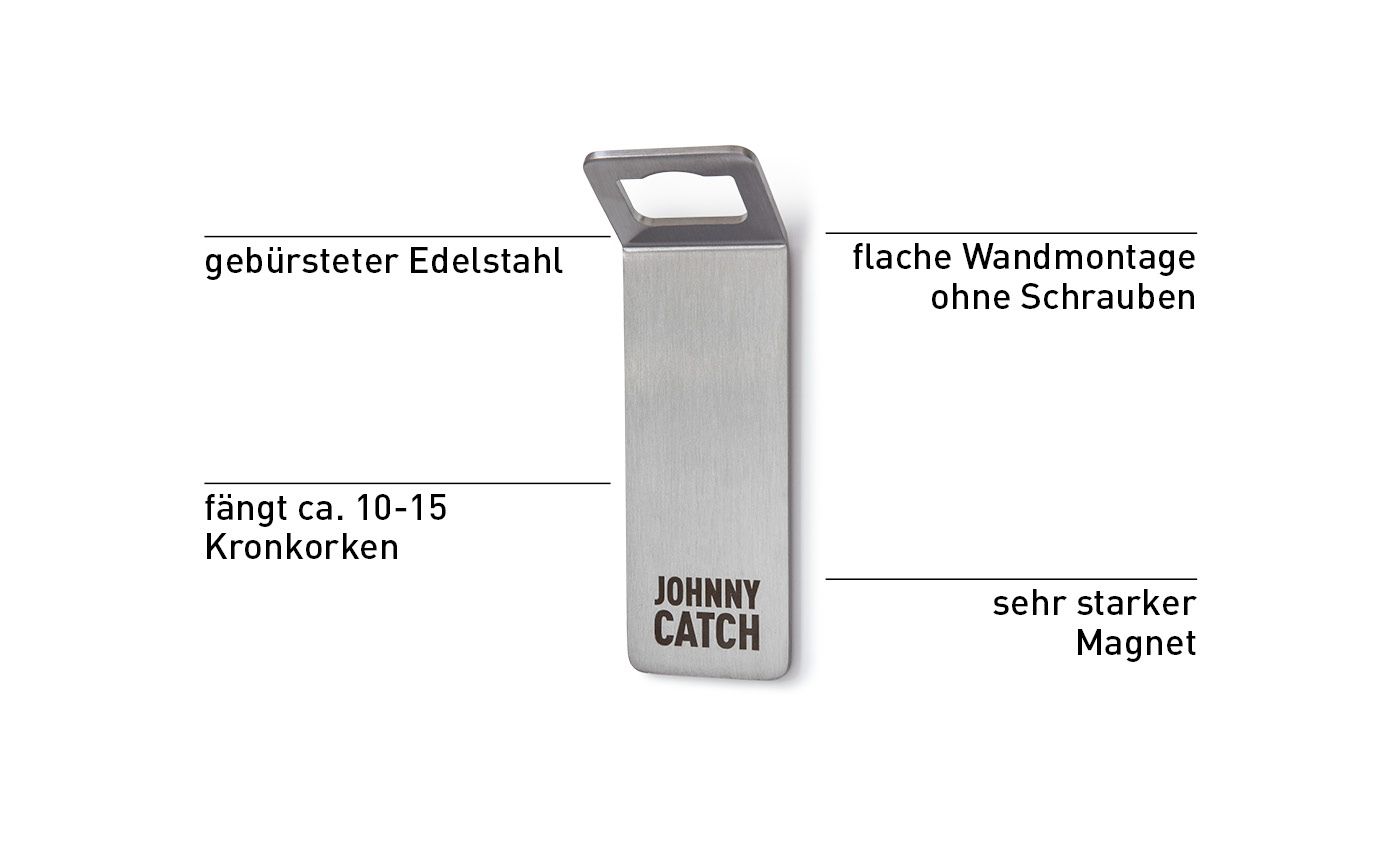 Höfats Johnny Catch Wandflaschenöffner silber mit Magnet